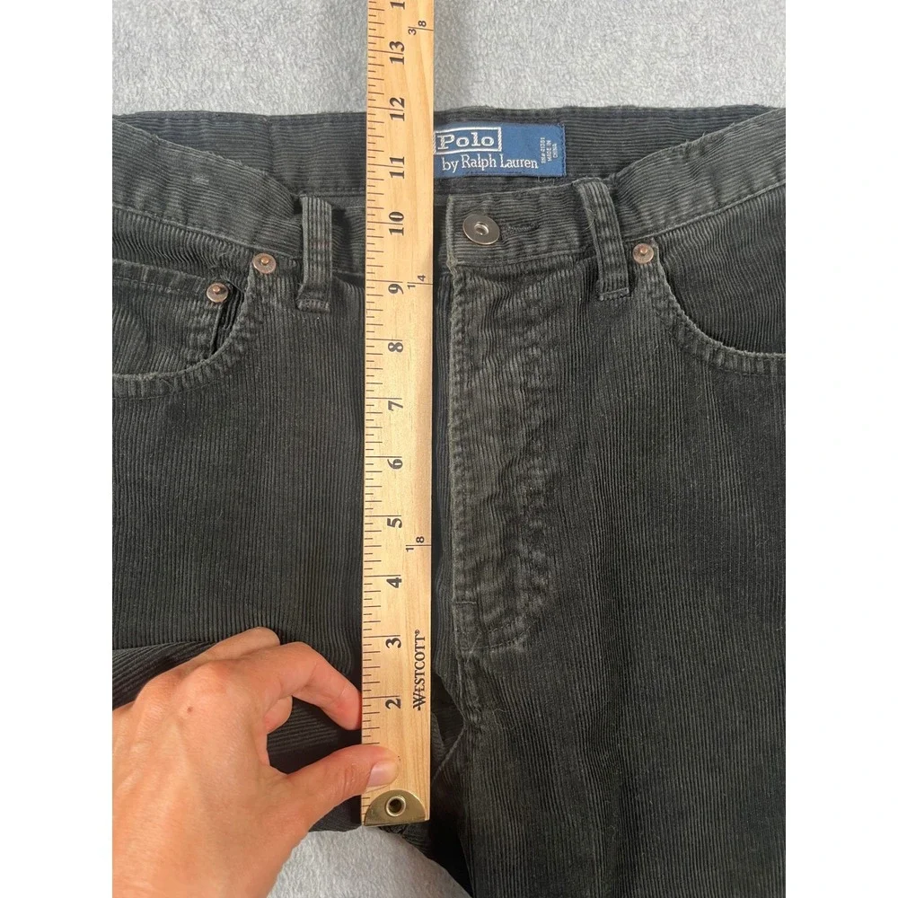 VTG Polo Ralph Lauren Mens Black Corduroy Straight Leg Pants 33x32 Dungarees